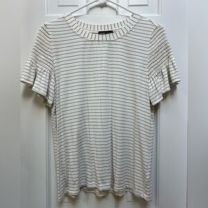 Striped White and Black Women's Top